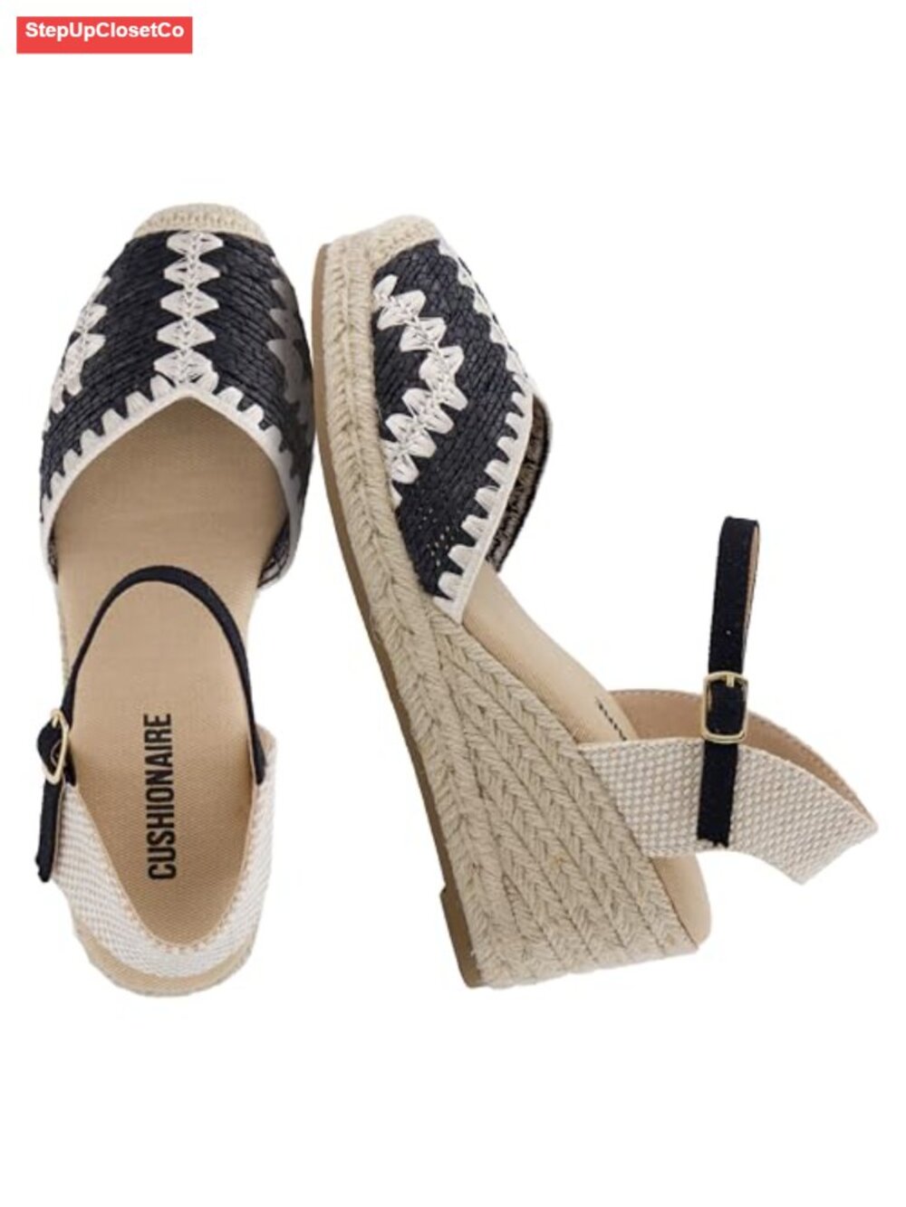 Closed Toe Wedge Espadrilles with Ankle Strap and Cushioned Footbed